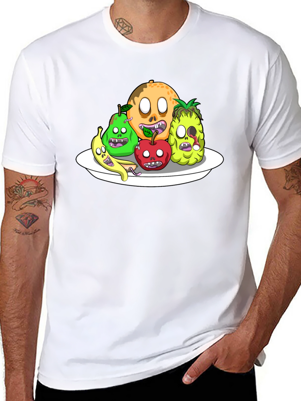 Zombie Fruit Platter Graphic Tee - Black Cotton