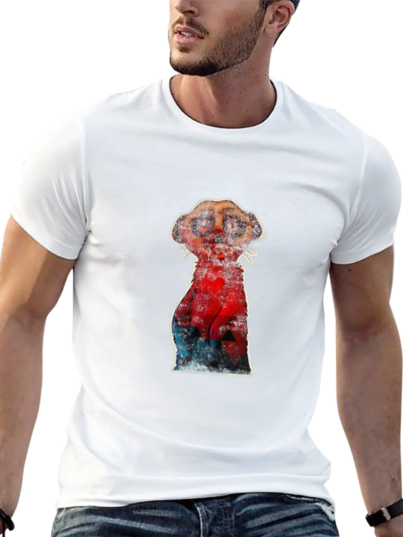 Meerkat Graphic Print Crew Neck T-shirt