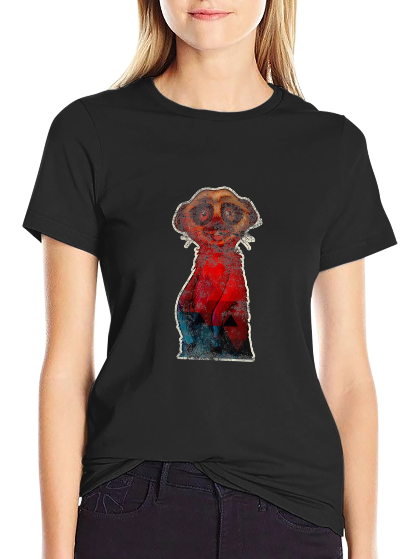 Meerkat Graphic Print Crew Neck T-shirt