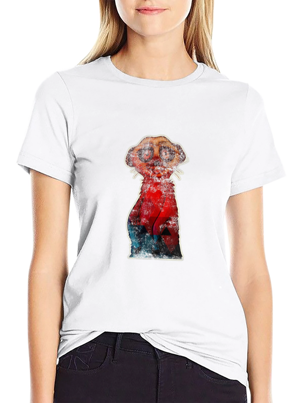 Meerkat Graphic Print Crew Neck T-shirt