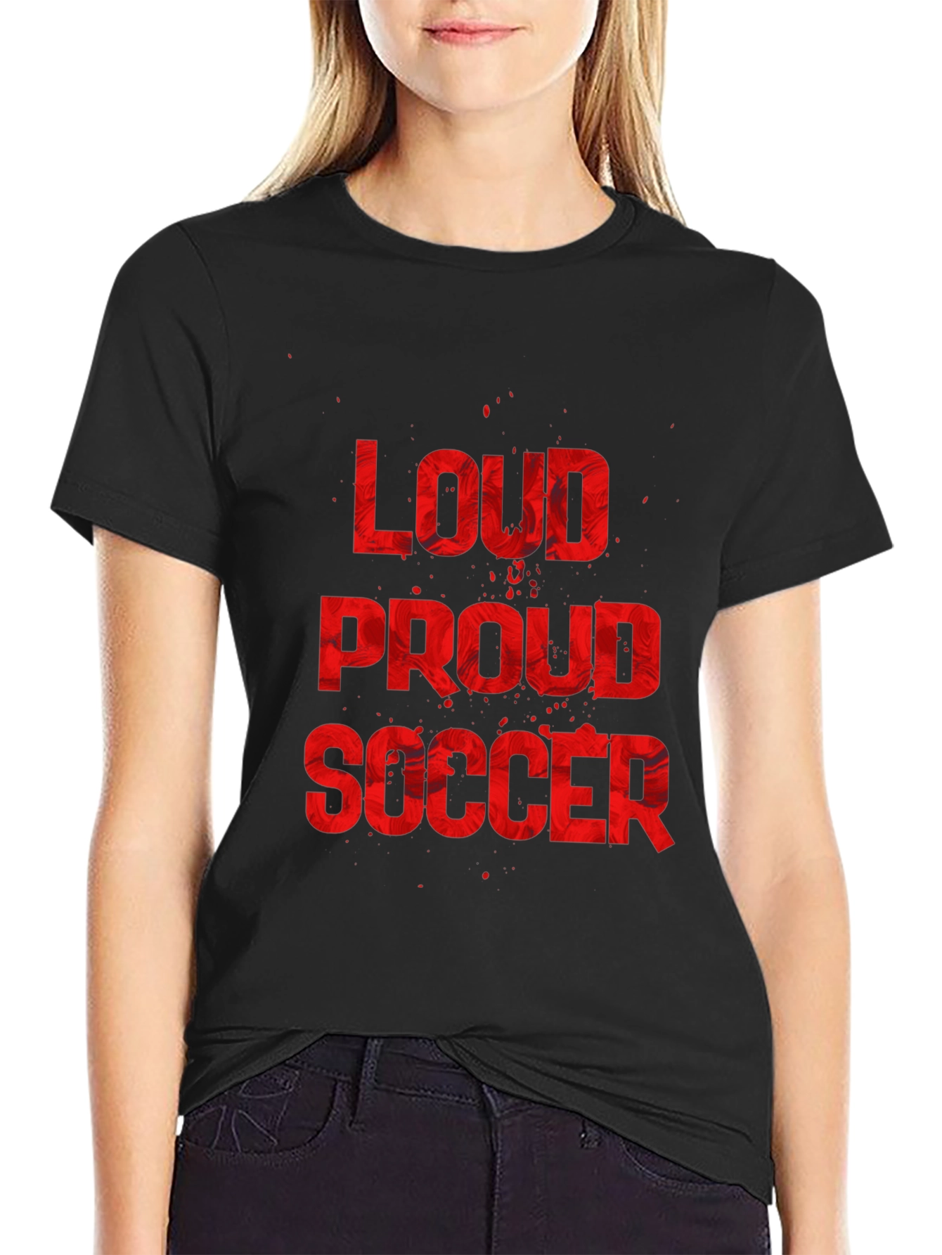 Loud Proud Soccer Graphic Tee - Black Cotton T-Shirt