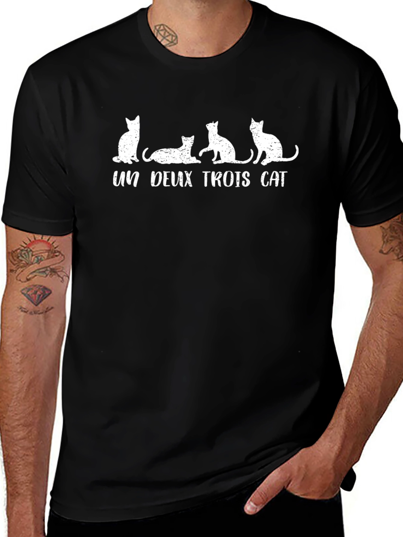 Un Deux Trois Cat Graphic T-Shirt