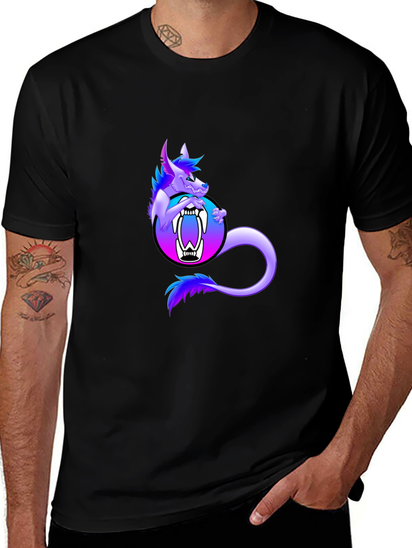 Monster Graphic T-Shirt Black Cotton Tee