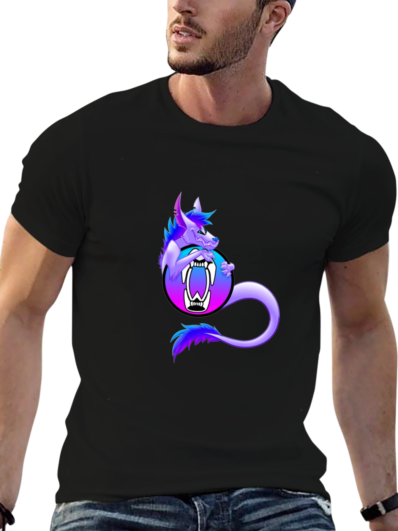 Monster Graphic T-Shirt Black Cotton Tee