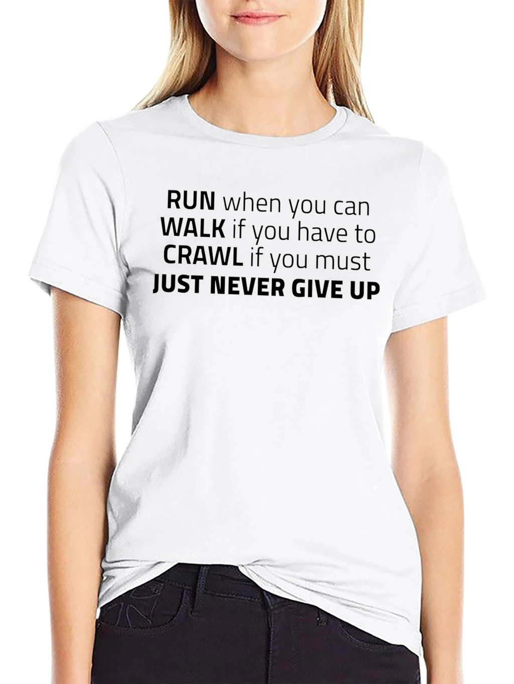 Motivational Never Give Up Black T-Shirt