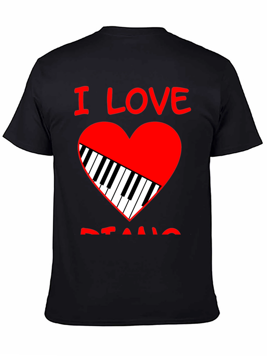 I Love Piano Heart Graphic Tee - Black