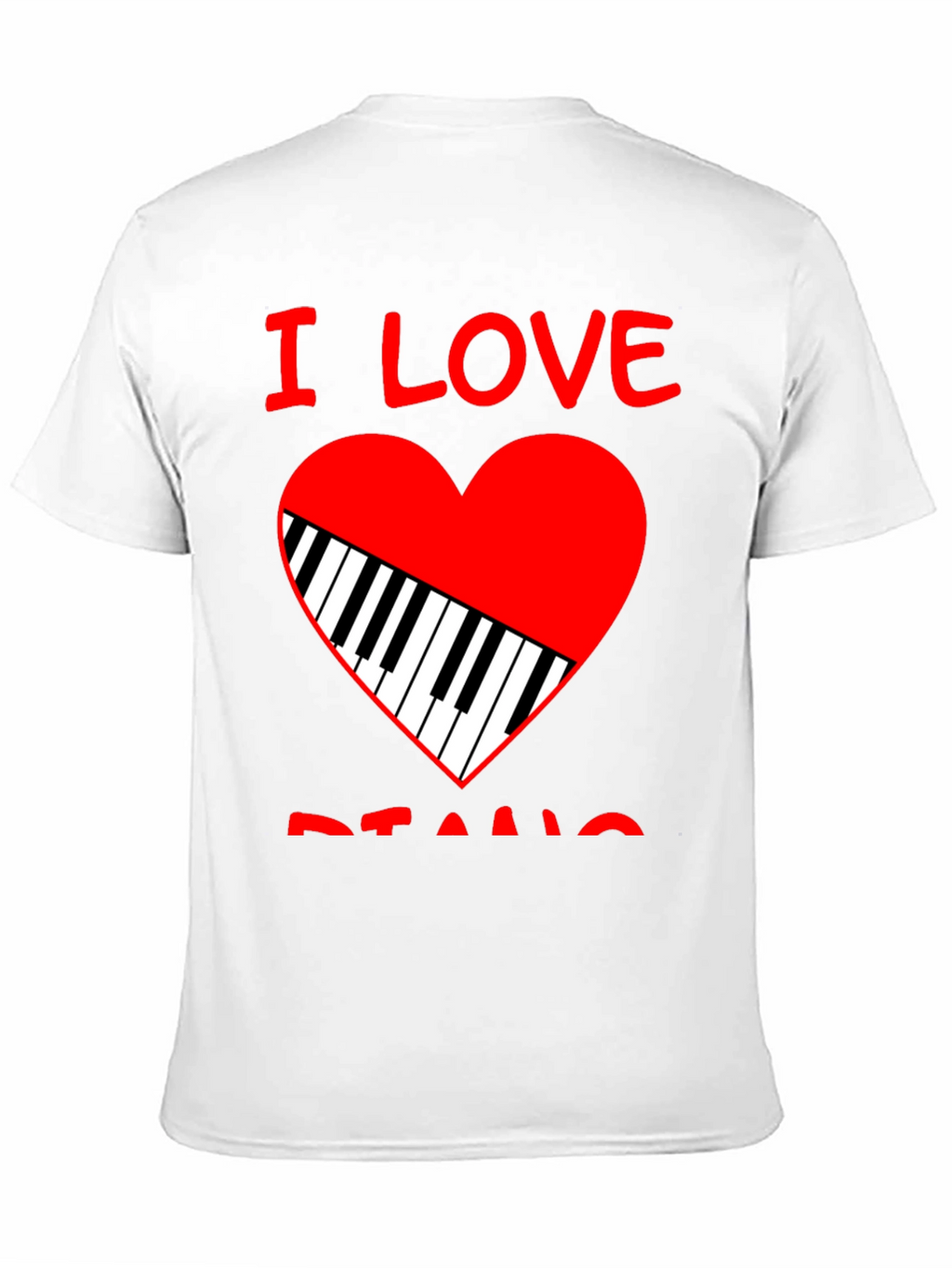 I Love Piano Heart Graphic Tee - Black