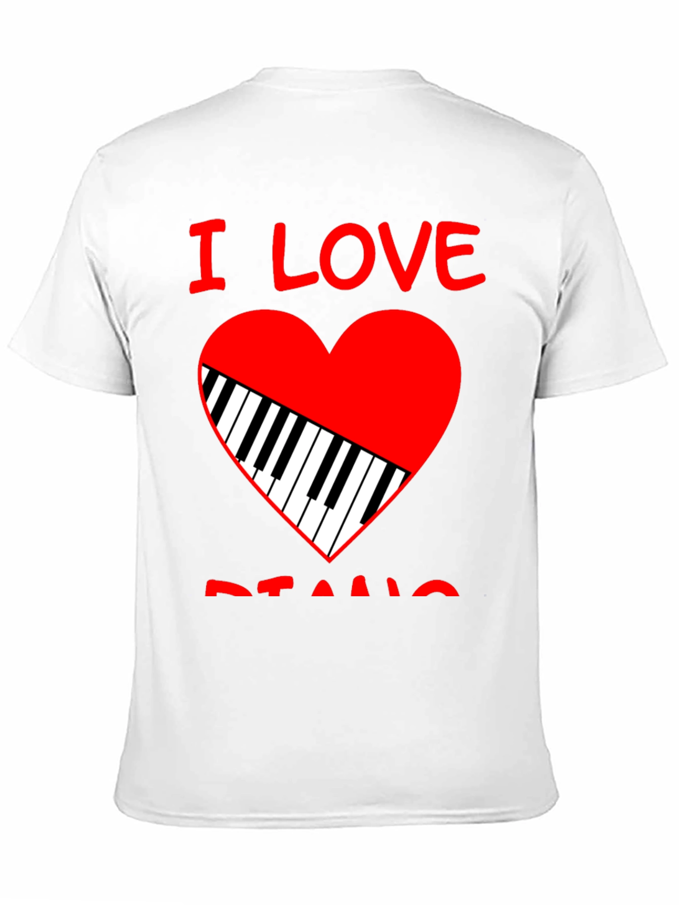 I Love Piano Heart Graphic Tee - Black