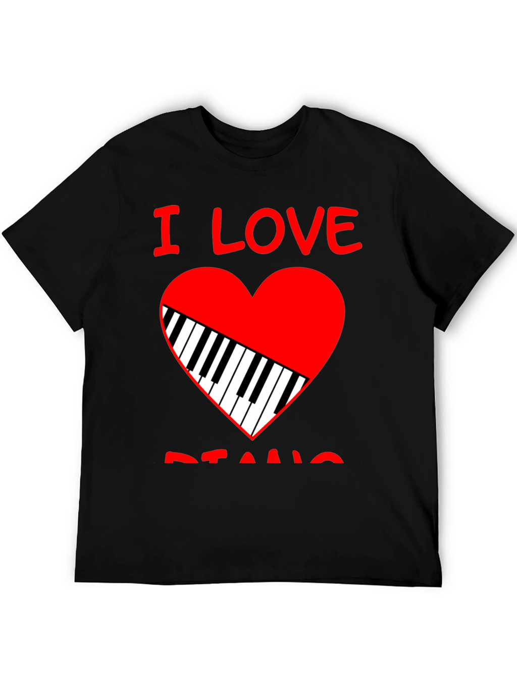 I Love Piano Heart Graphic Tee - Black