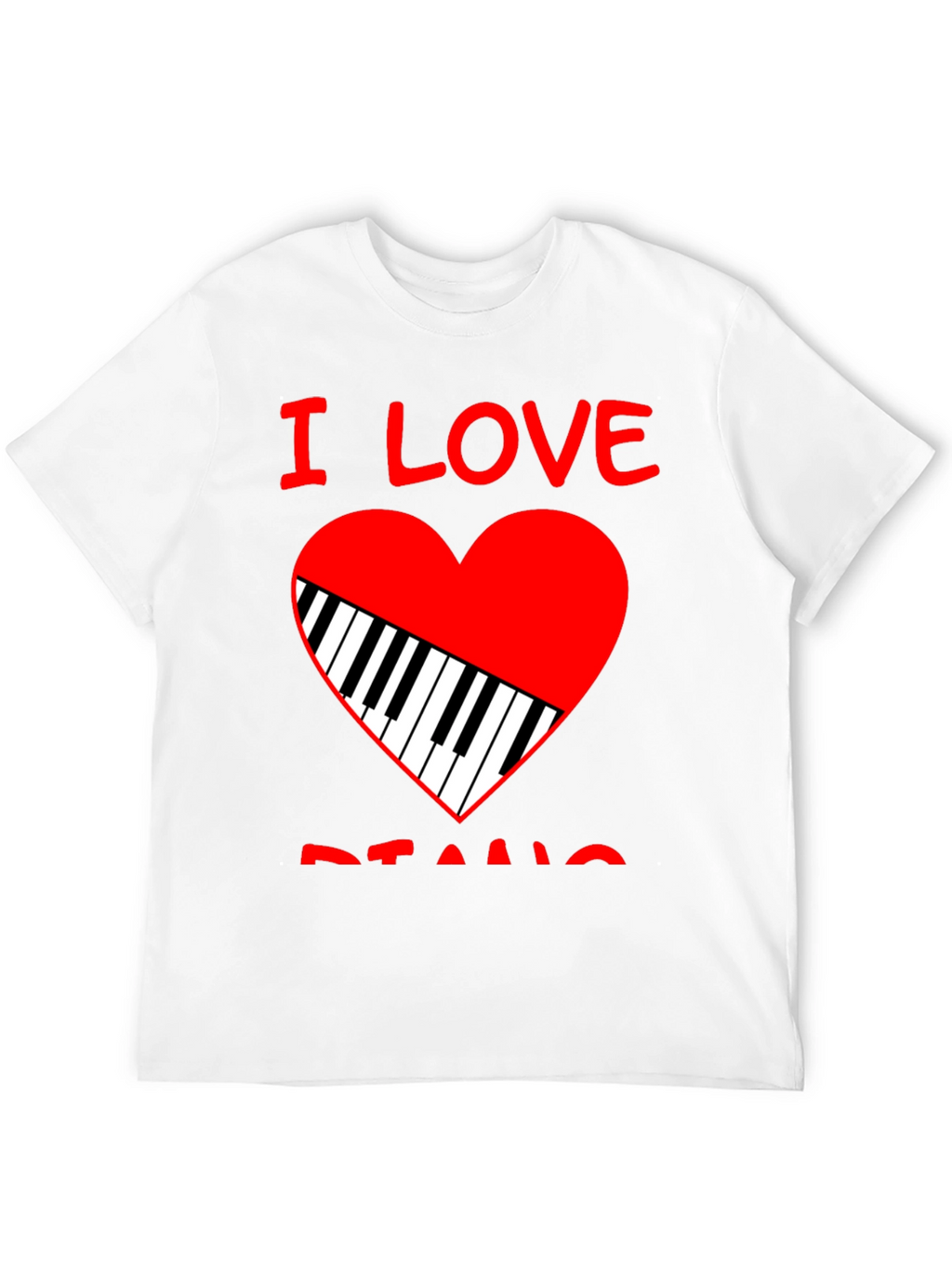 I Love Piano Heart Graphic Tee - Black