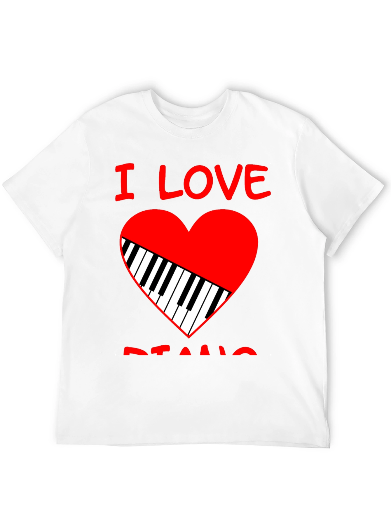I Love Piano Heart Graphic Tee - Black