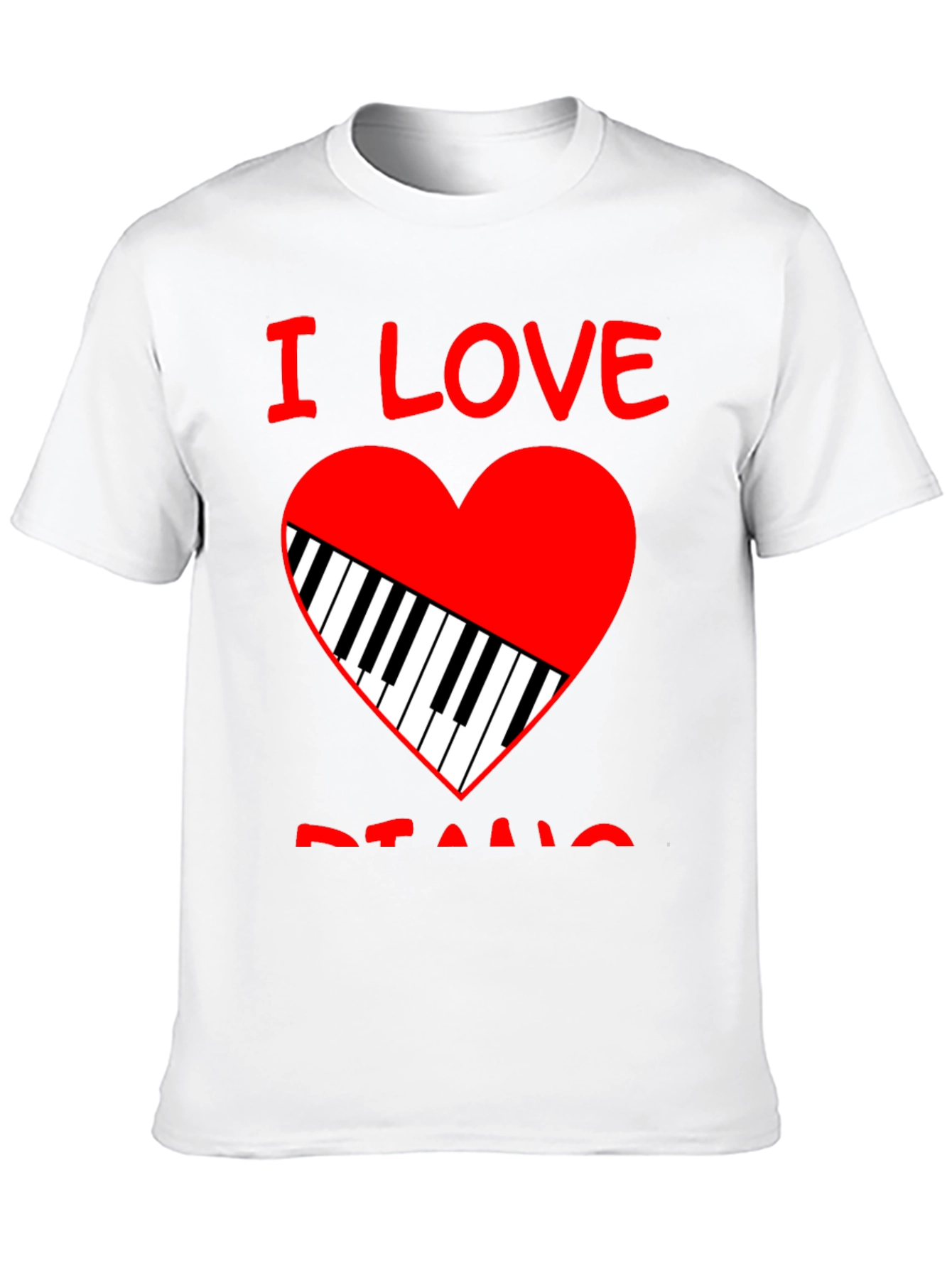 I Love Piano Heart Graphic Tee - Black