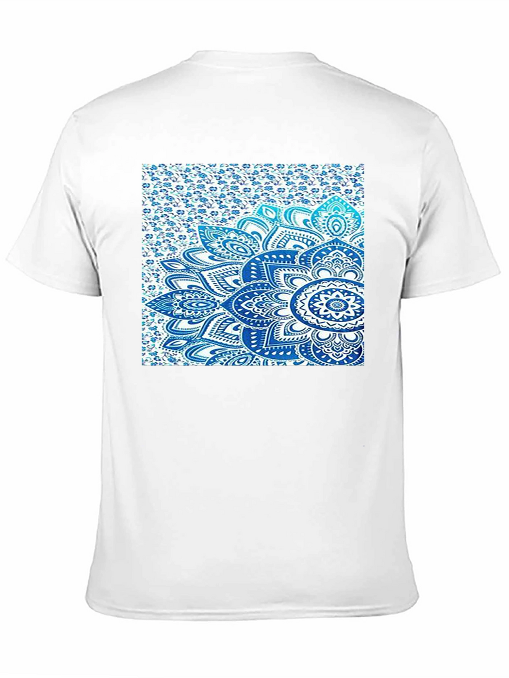 Mens Black Tee with Blue Mandala Print