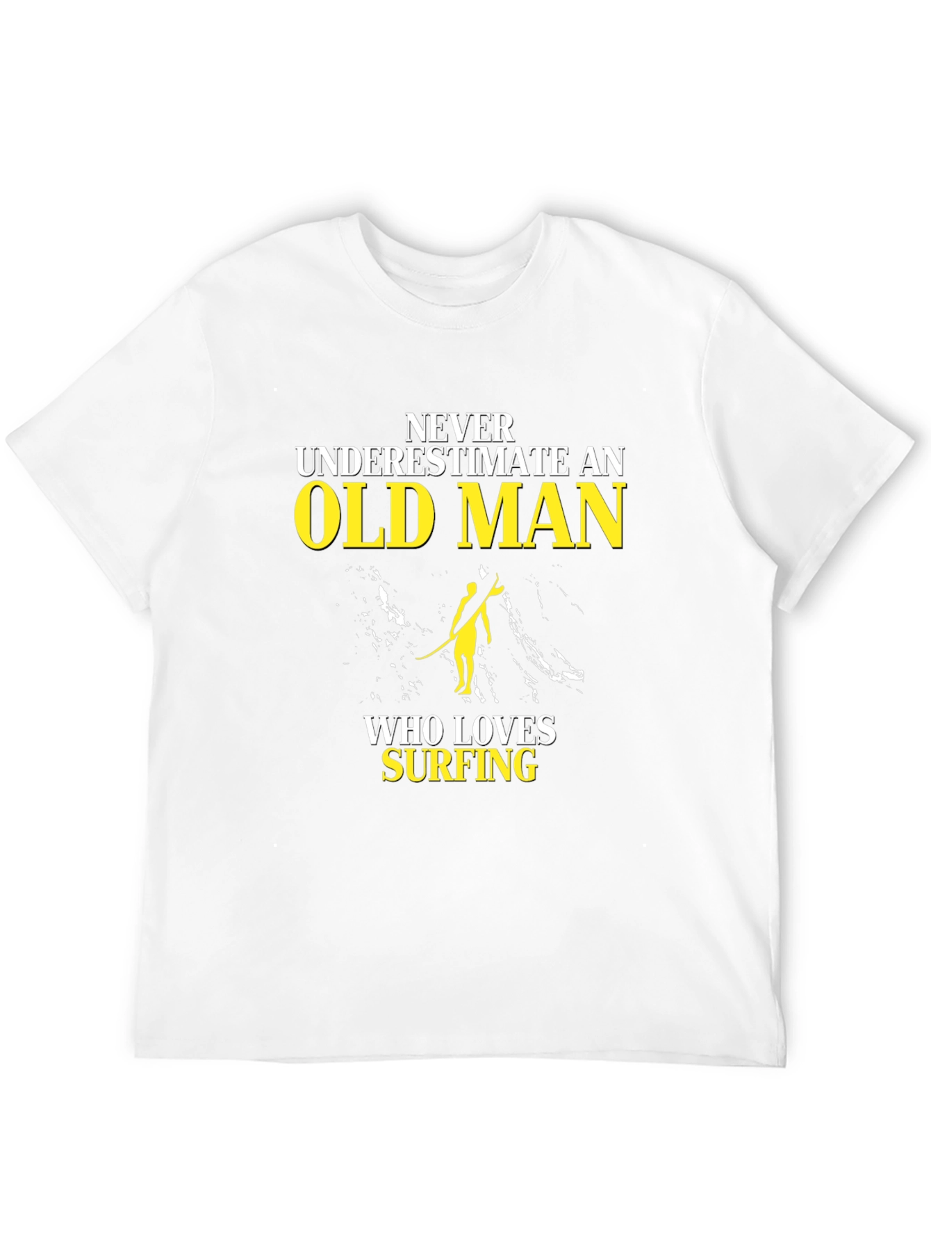 Old Man Surfing T-Shirt - Black
