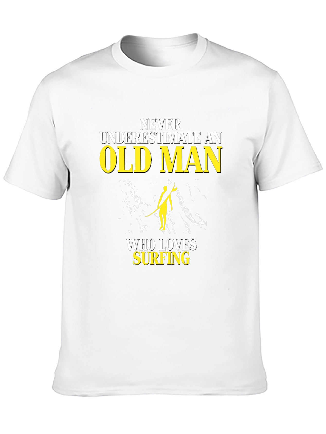 Old Man Surfing T-Shirt - Black