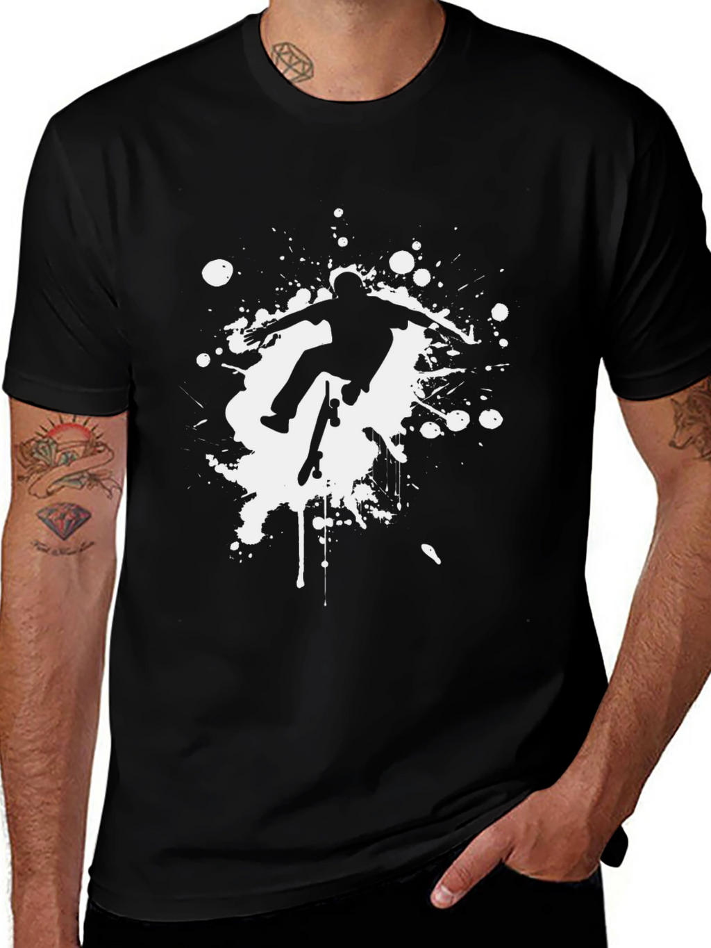 Skateboarder Graphic Black T-Shirt