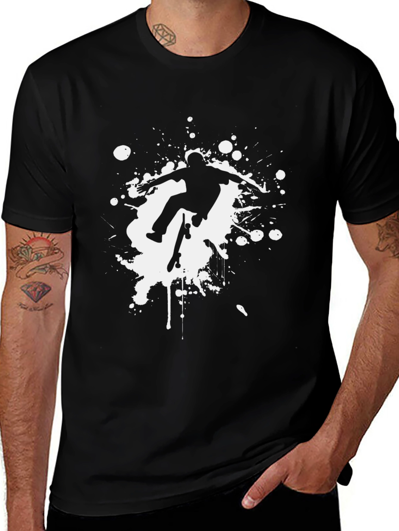 Skateboarder Graphic Black T-Shirt