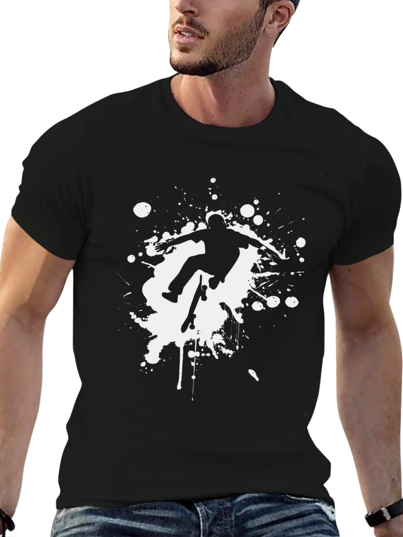 Skateboarder Graphic Black T-Shirt