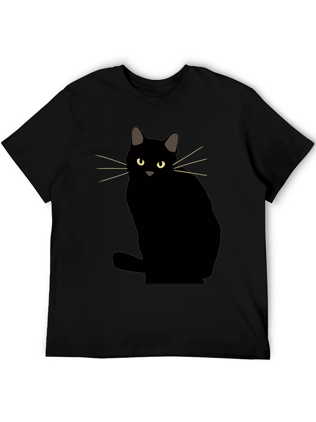 Black Cat Graphic Tee - Mens Casual Crew Neck