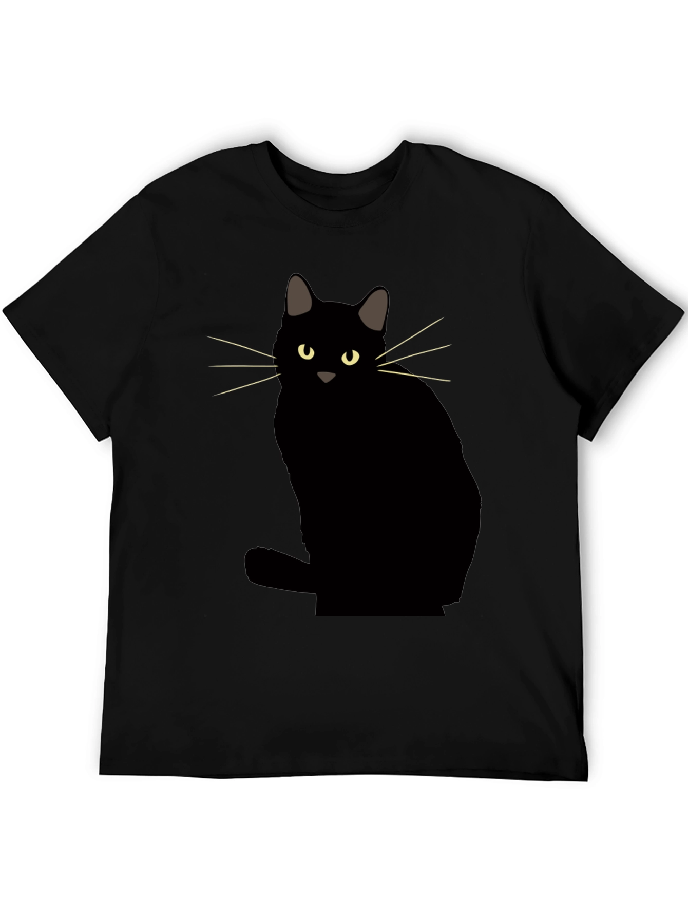 Black Cat Graphic Tee - Mens Casual Crew Neck