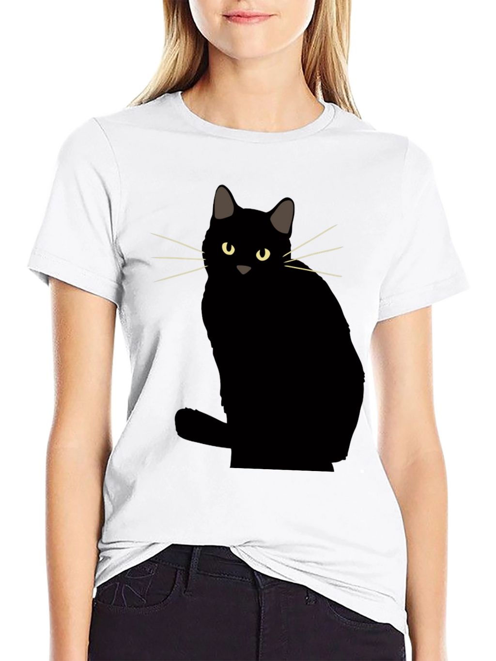 Black Cat Graphic Tee - Mens Casual Crew Neck