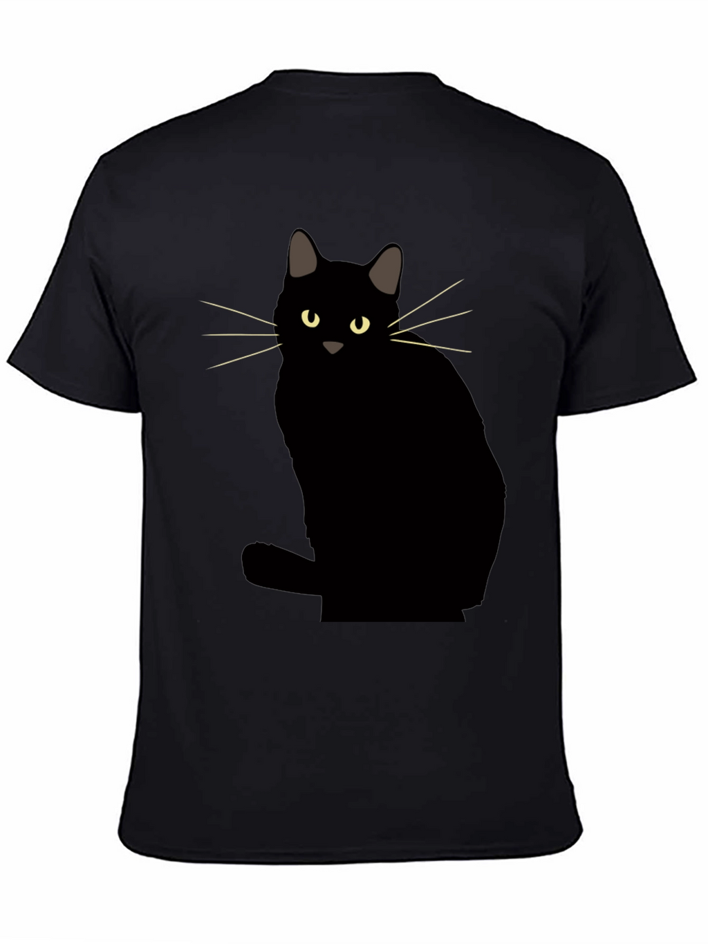 Black Cat Graphic Tee - Mens Casual Crew Neck