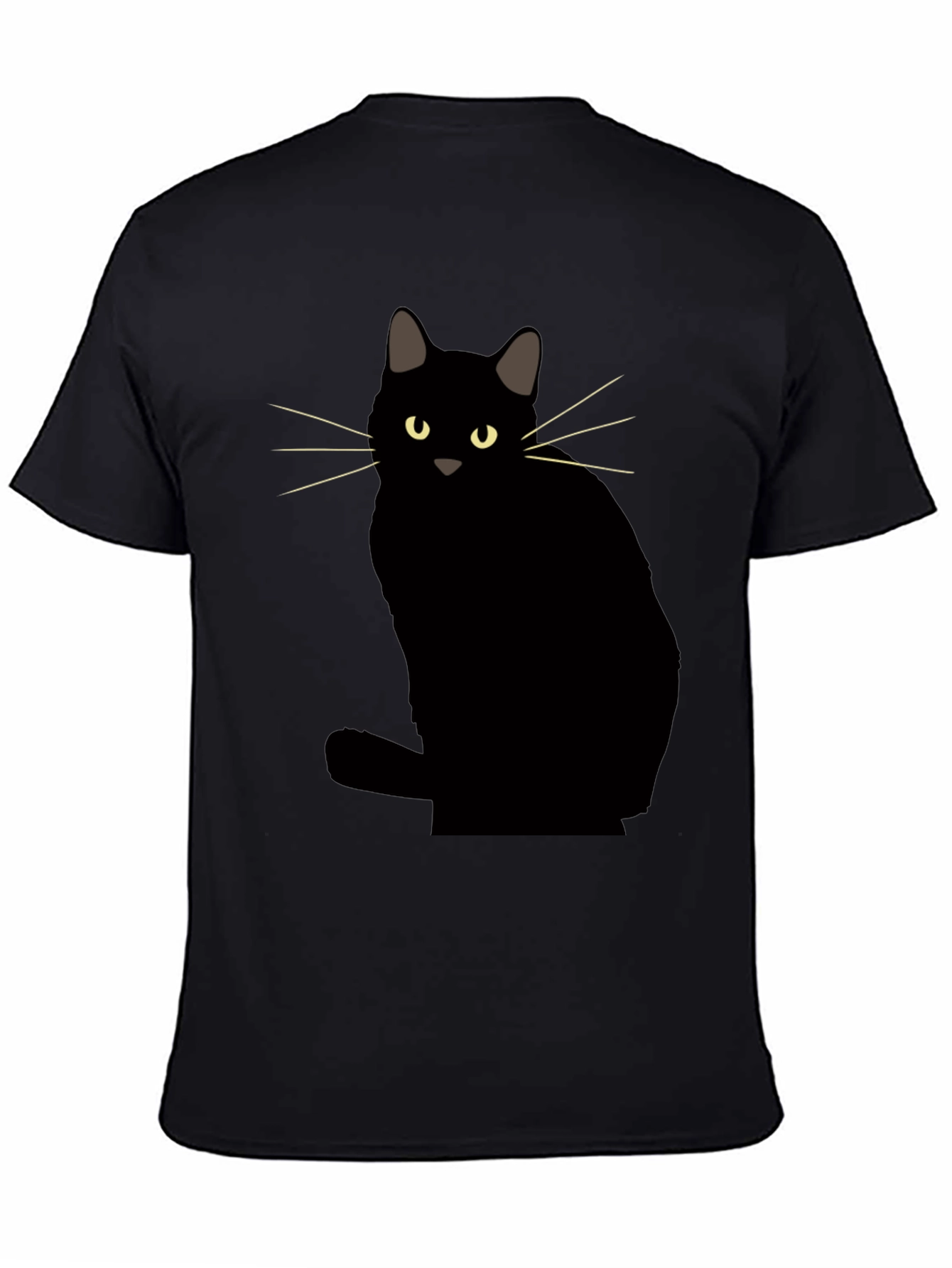 Black Cat Graphic Tee - Mens Casual Crew Neck