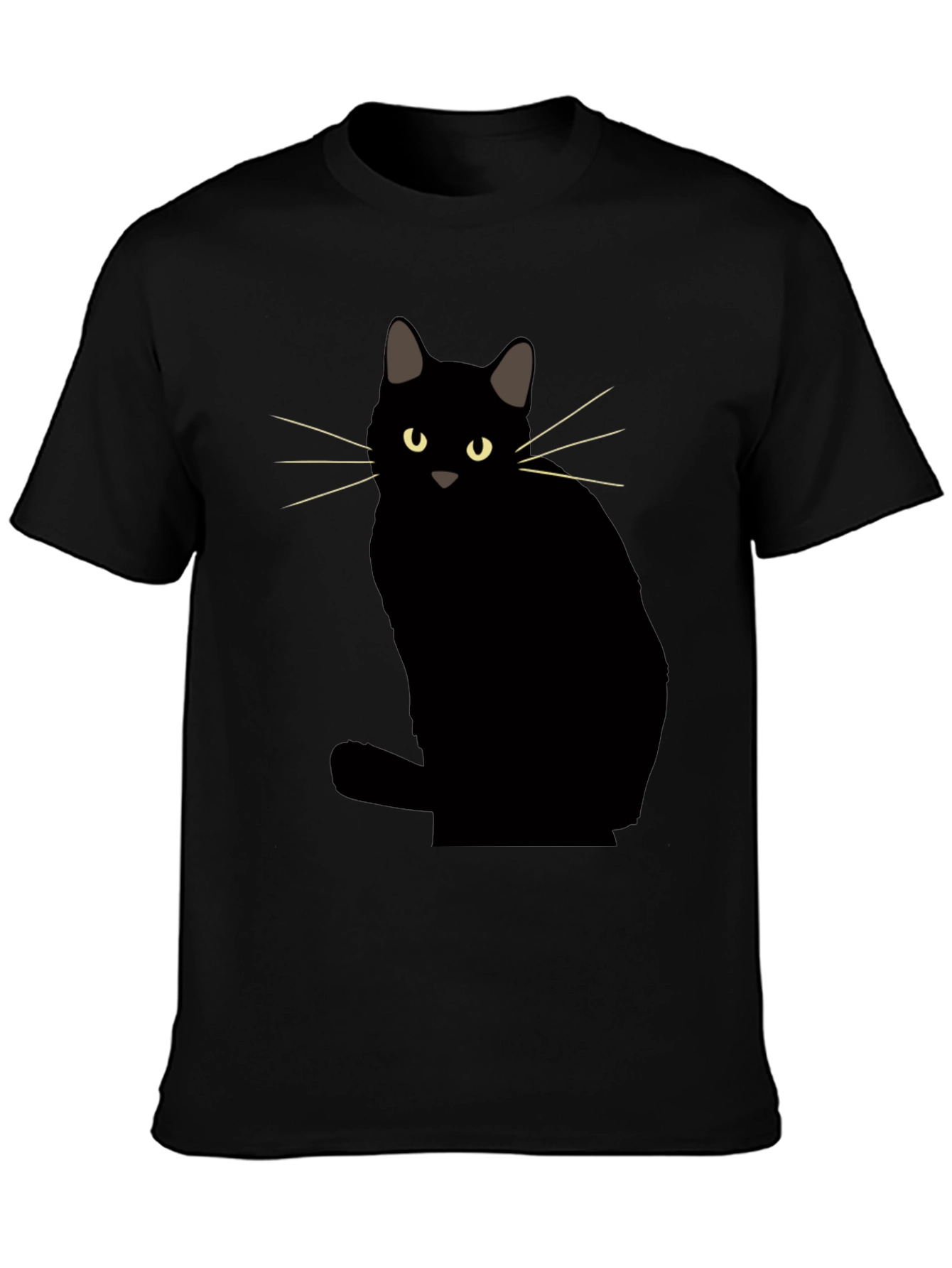Black Cat Graphic Tee - Mens Casual Crew Neck