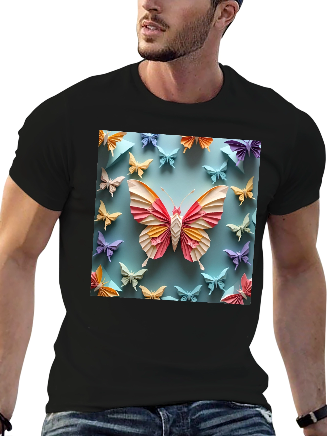 Butterfly Origami Graphic Tee - Unique Design