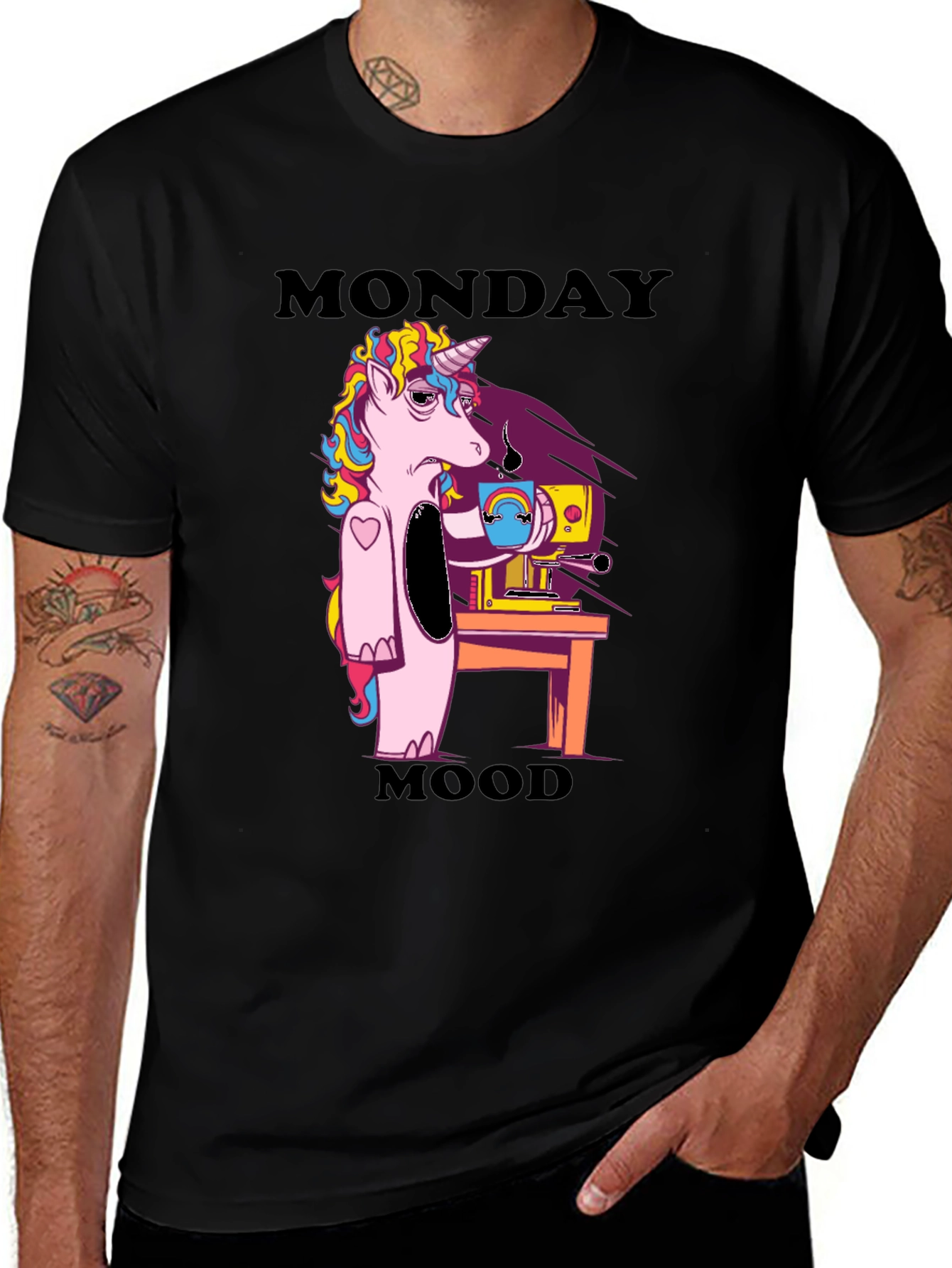Monday Mood Unicorn Graphic Tee - Coffee Lover