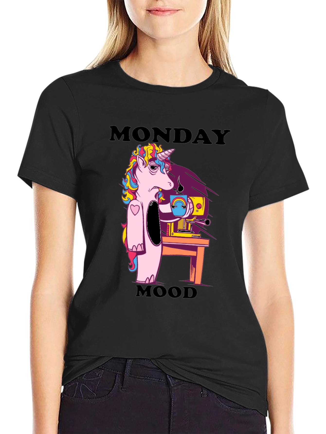 Monday Mood Unicorn Graphic Tee - Coffee Lover