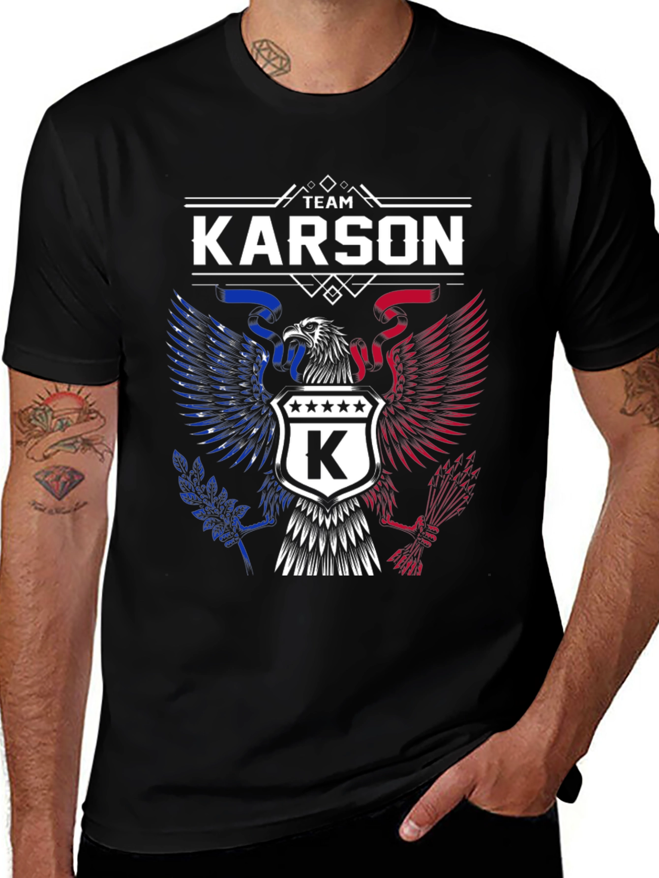Team Karson Eagle Graphic Black T-Shirt