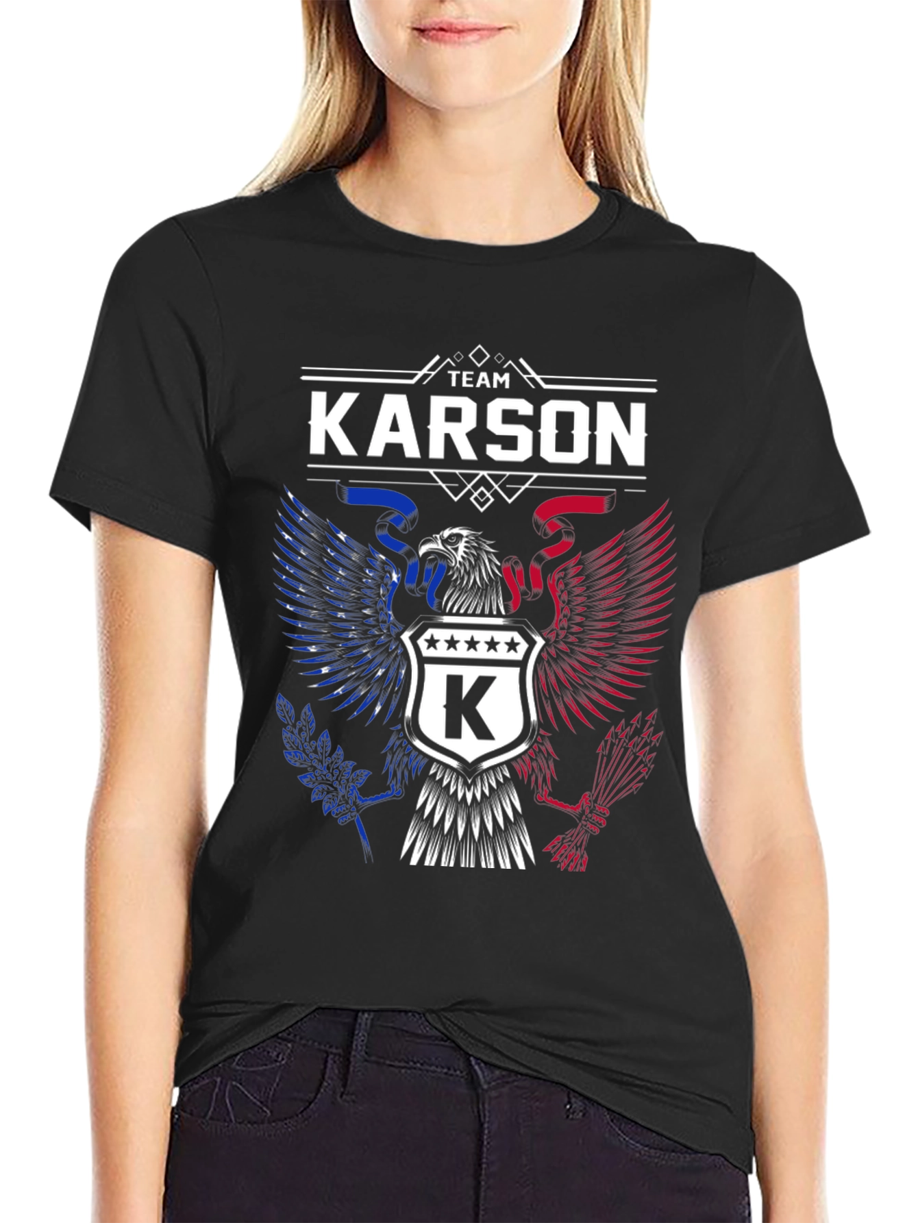 Team Karson Eagle Graphic Black T-Shirt