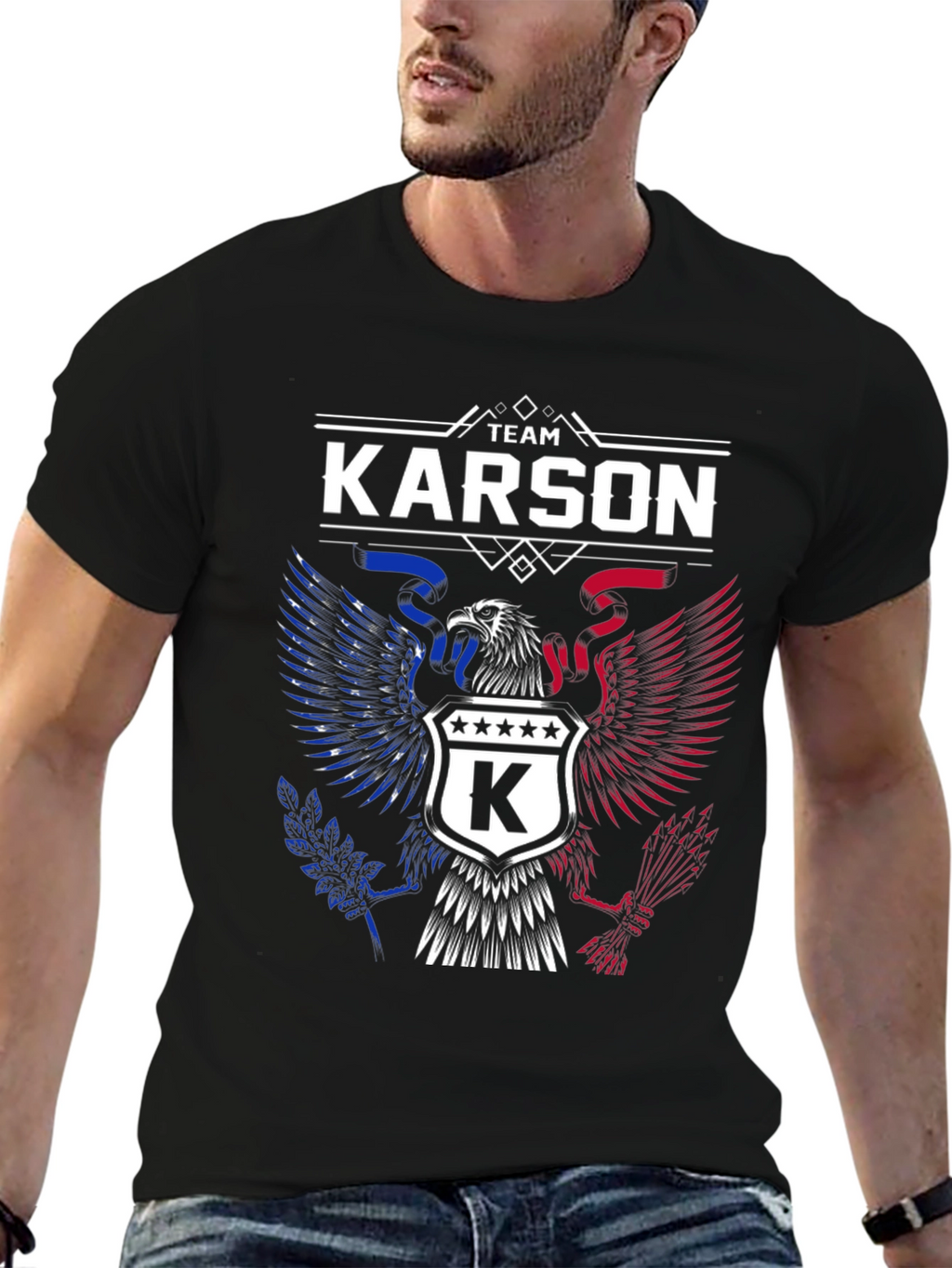 Team Karson Eagle Graphic Black T-Shirt
