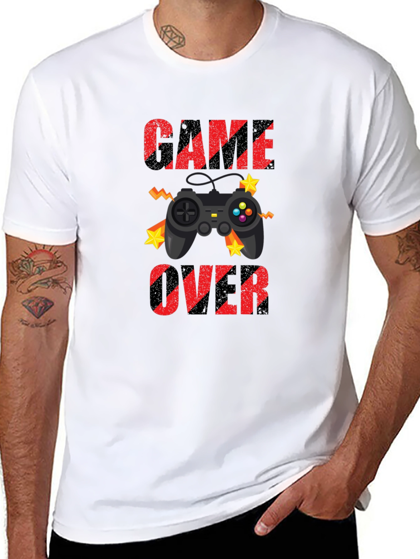 Game Over Graphic Print T-Shirt - Black