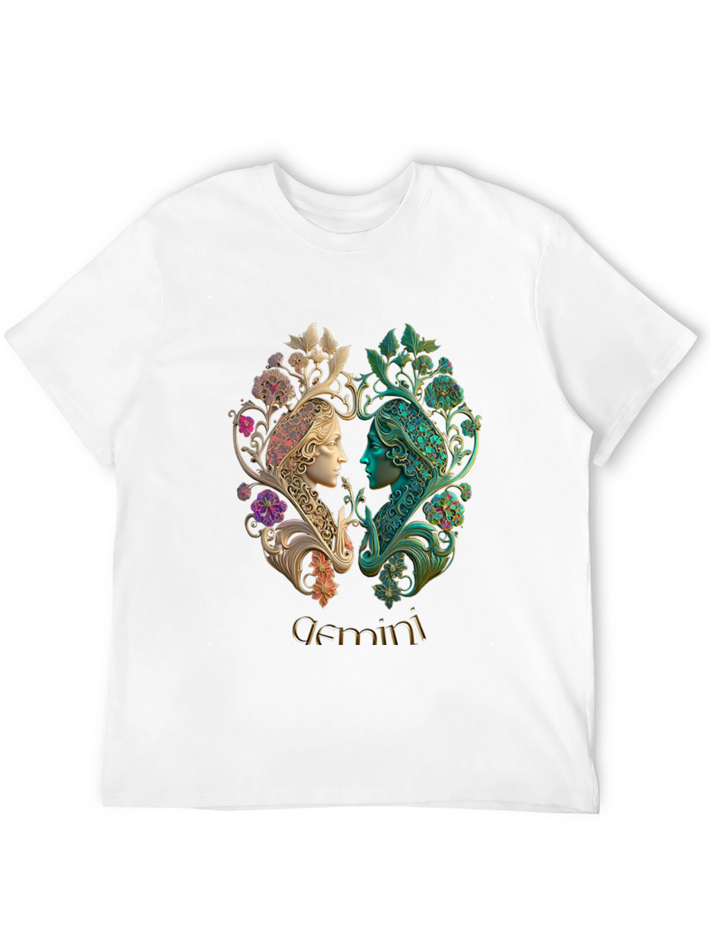 Gemini Zodiac T-Shirt Art Nouveau Style