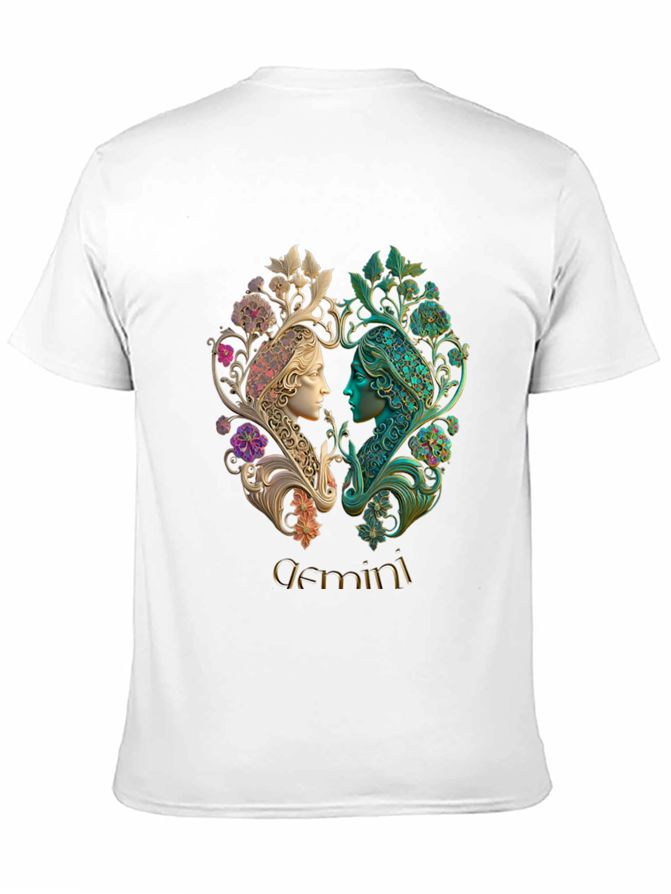 Gemini Zodiac T-Shirt Art Nouveau Style