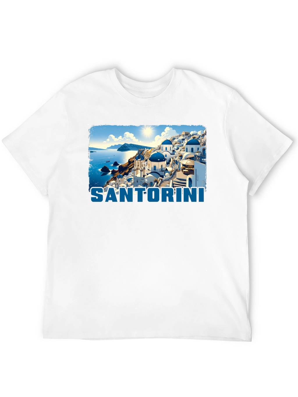 Santorini Graphic T-Shirt - Black Crew Neck Tee