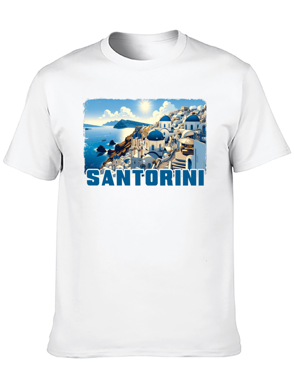 Santorini Graphic T-Shirt - Black Crew Neck Tee