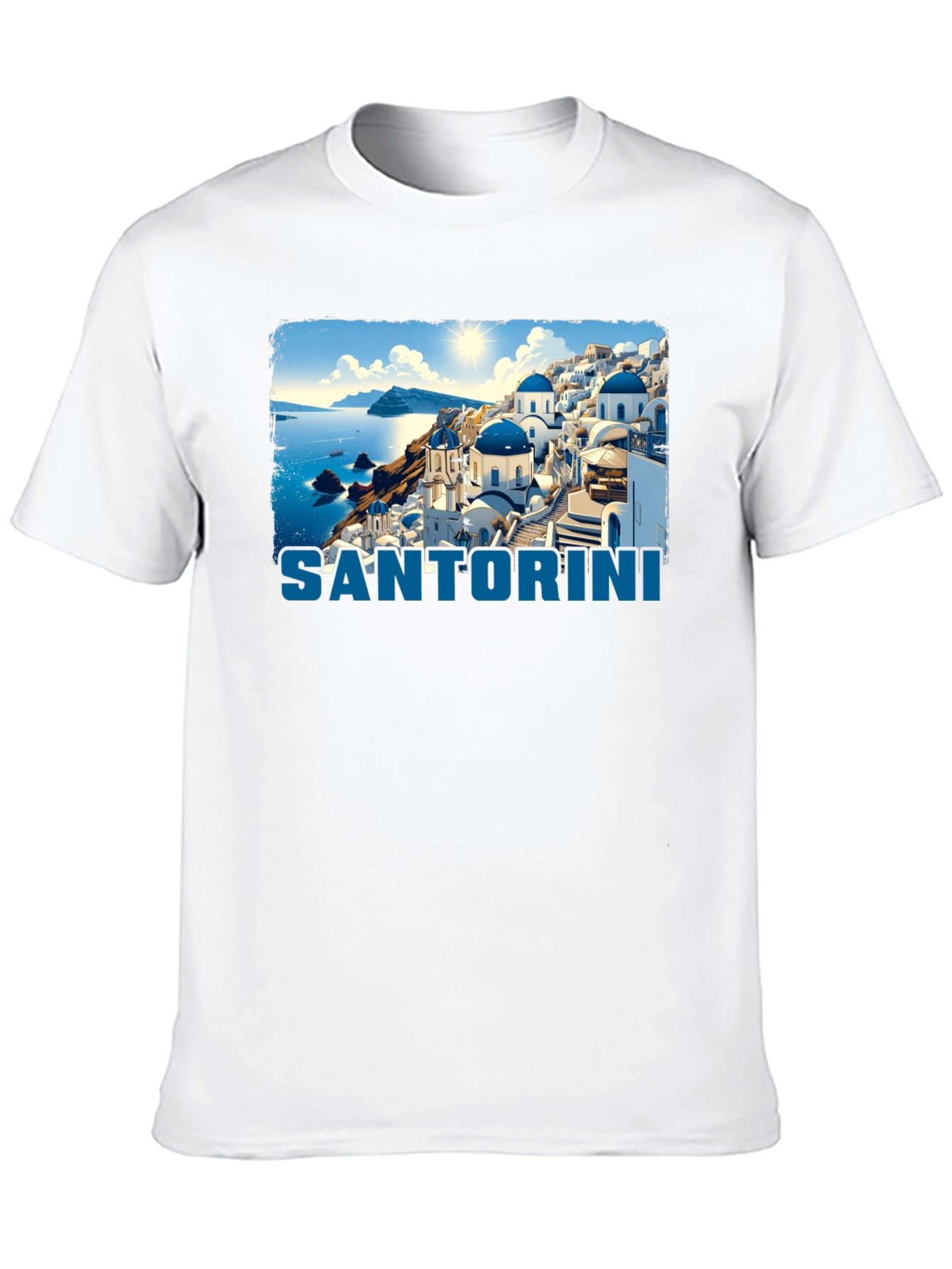 Santorini Graphic T-Shirt - Black Crew Neck Tee