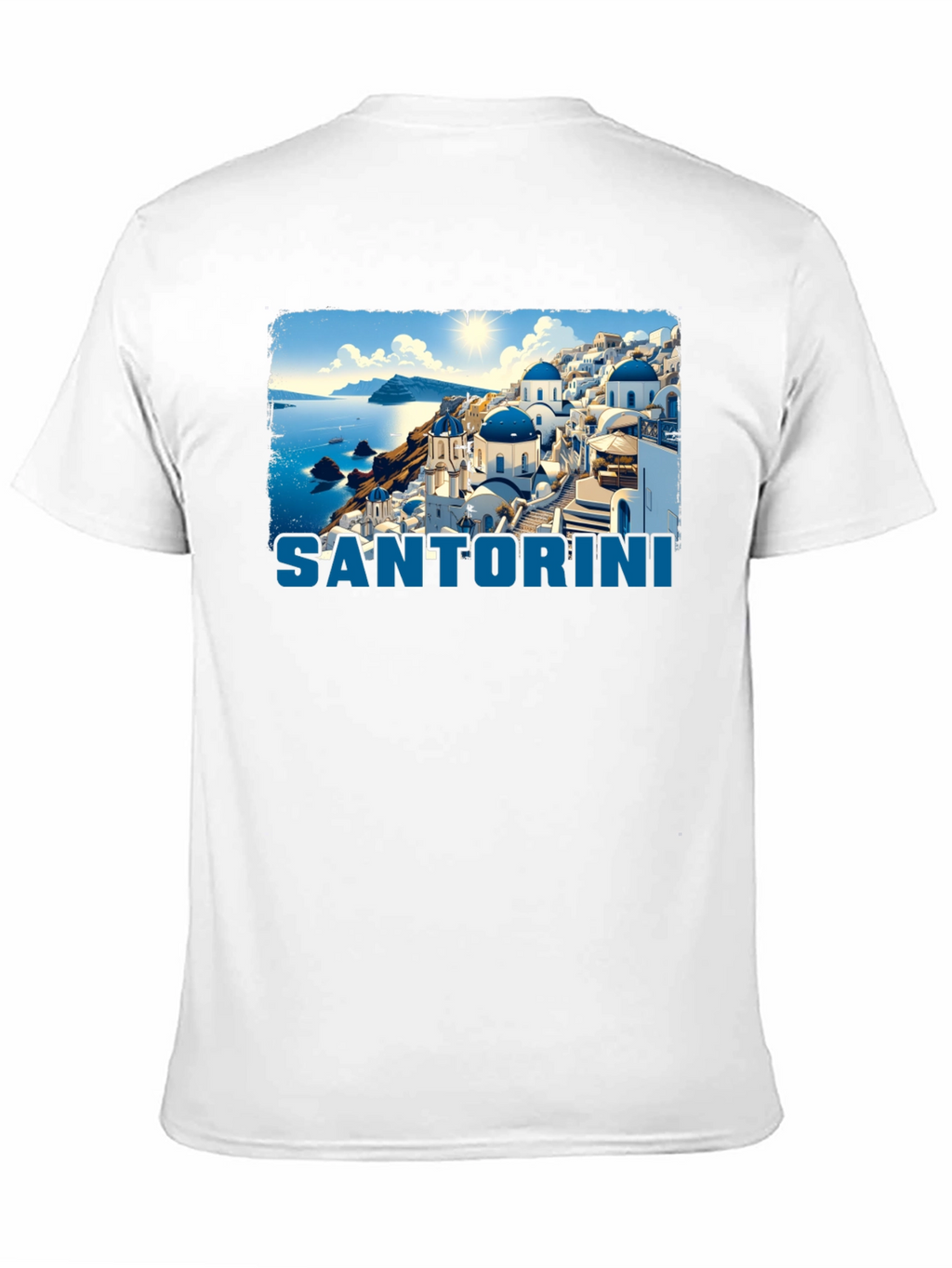 Santorini Graphic T-Shirt - Black Crew Neck Tee