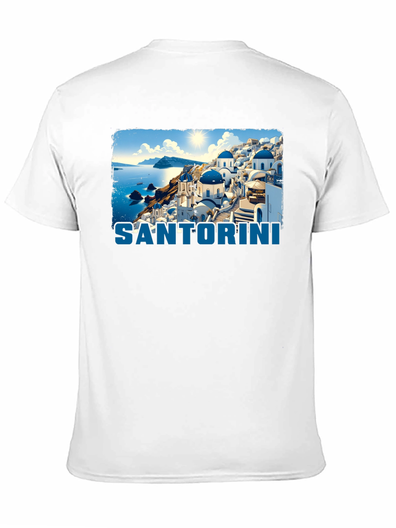 Santorini Graphic T-Shirt - Black Crew Neck Tee