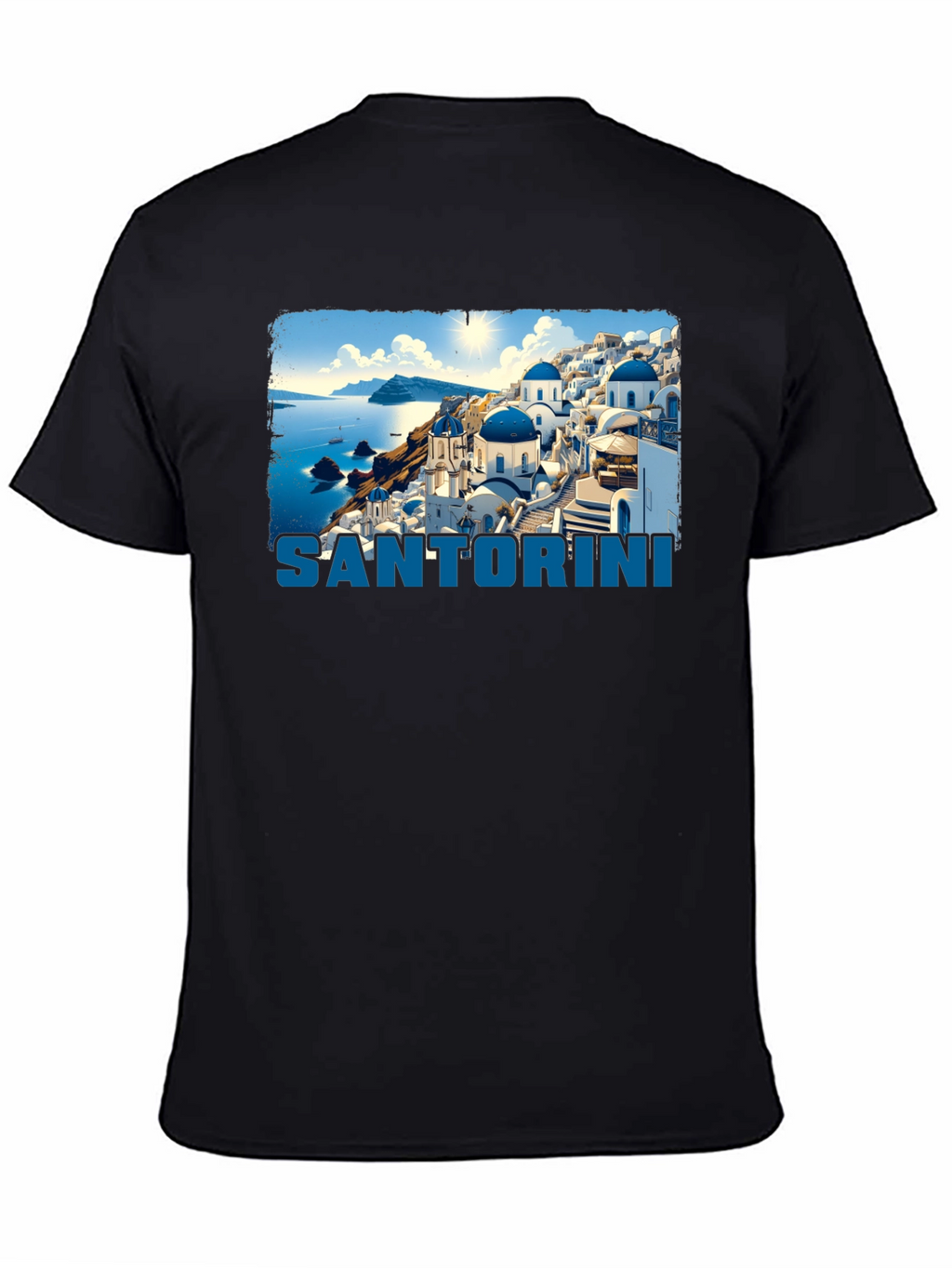 Santorini Graphic T-Shirt - Black Crew Neck Tee