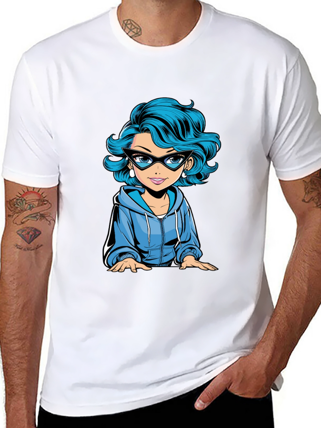 Cartoon Girl Graphic Tee - Black T-Shirt