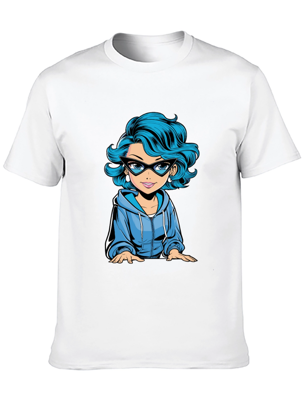 Cartoon Girl Graphic Tee - Black T-Shirt