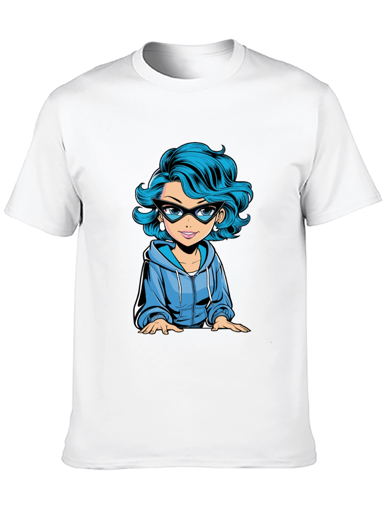 Cartoon Girl Graphic Tee - Black T-Shirt
