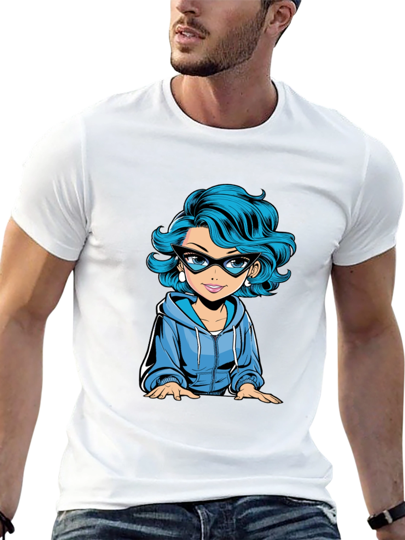 Cartoon Girl Graphic Tee - Black T-Shirt