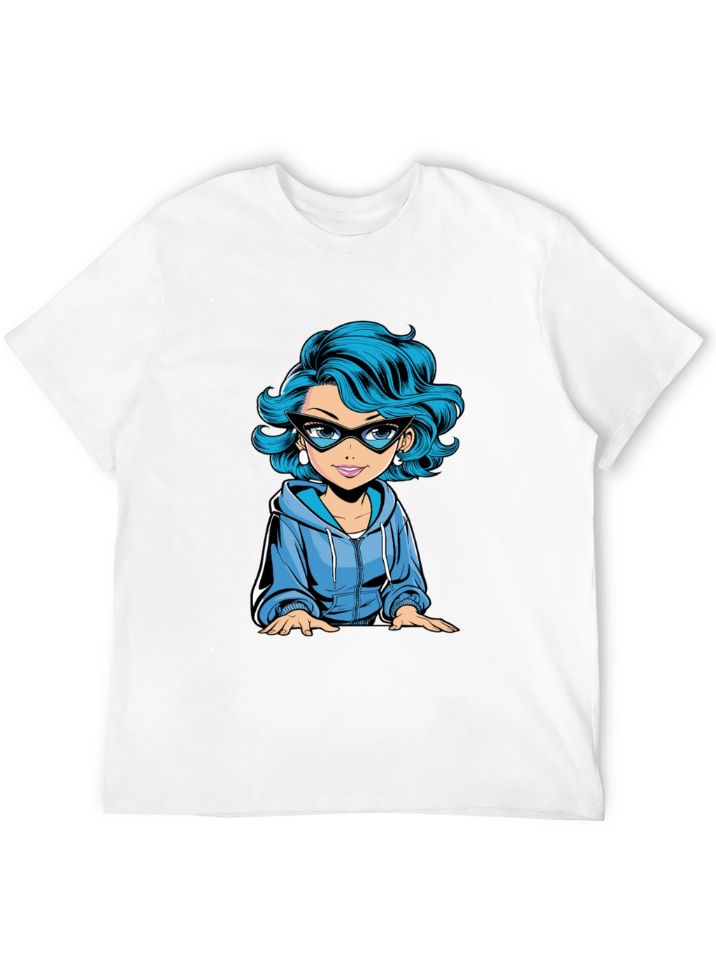Cartoon Girl Graphic Tee - Black T-Shirt