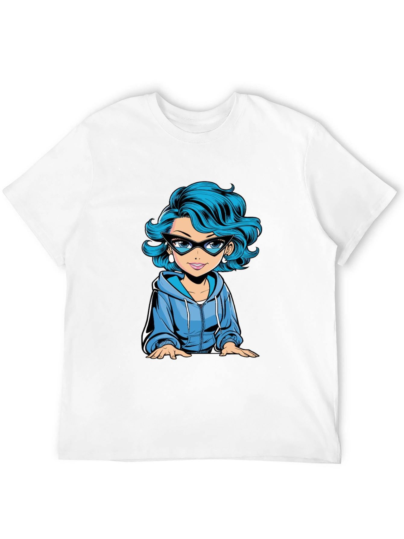 Cartoon Girl Graphic Tee - Black T-Shirt