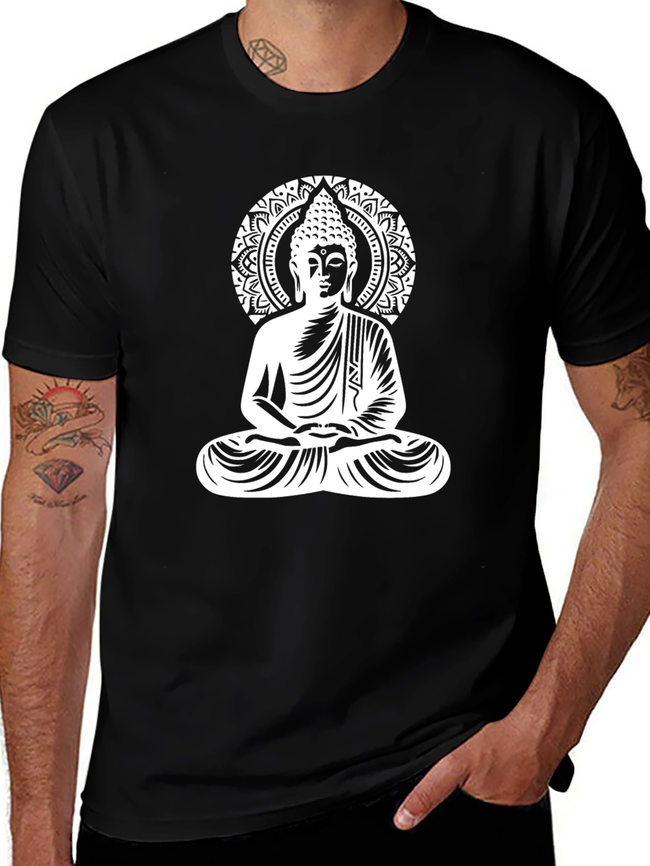 Buddha Graphic Black Tee - Meditate in Style